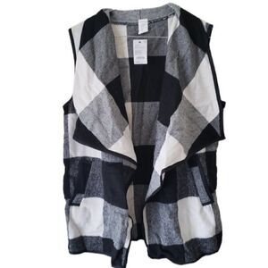 New West Loop Women's Sleeveless Buffalo Check Vest Black And White One Size